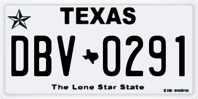TX license plate DBV0291