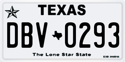 TX license plate DBV0293