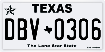 TX license plate DBV0306