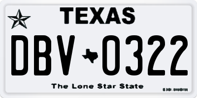 TX license plate DBV0322