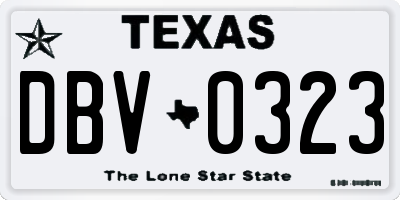 TX license plate DBV0323