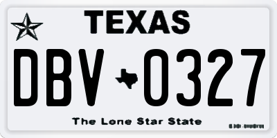 TX license plate DBV0327