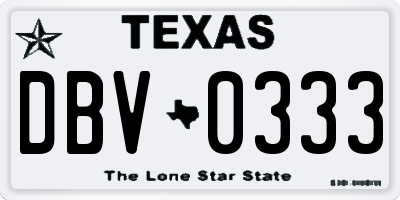TX license plate DBV0333