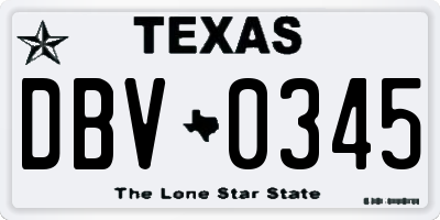 TX license plate DBV0345