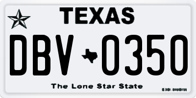 TX license plate DBV0350