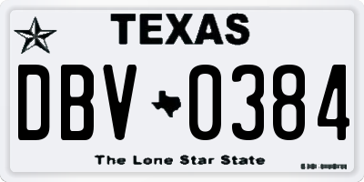 TX license plate DBV0384