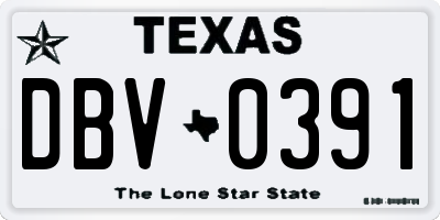 TX license plate DBV0391
