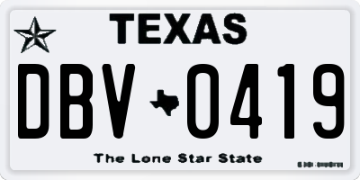 TX license plate DBV0419