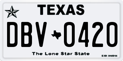 TX license plate DBV0420