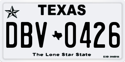 TX license plate DBV0426