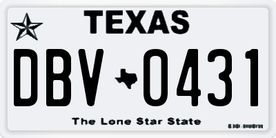 TX license plate DBV0431