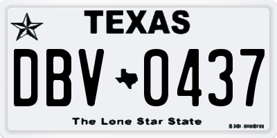 TX license plate DBV0437