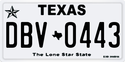 TX license plate DBV0443