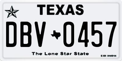TX license plate DBV0457