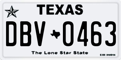 TX license plate DBV0463