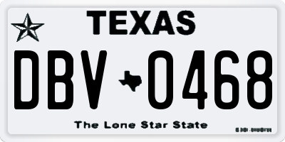 TX license plate DBV0468