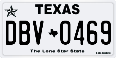 TX license plate DBV0469
