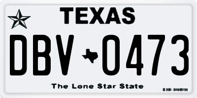 TX license plate DBV0473