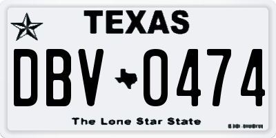 TX license plate DBV0474