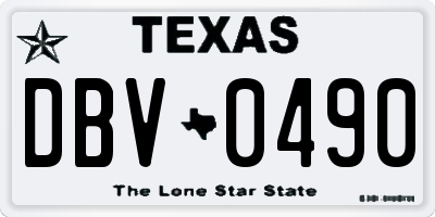 TX license plate DBV0490