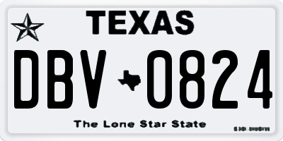 TX license plate DBV0824