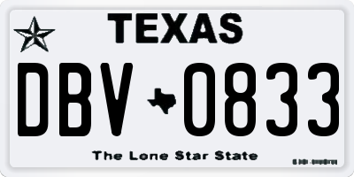 TX license plate DBV0833