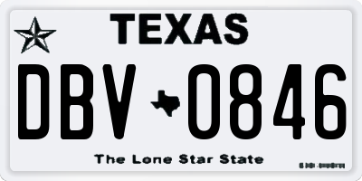 TX license plate DBV0846