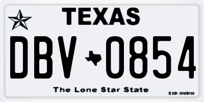 TX license plate DBV0854