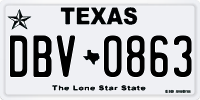 TX license plate DBV0863