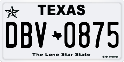 TX license plate DBV0875