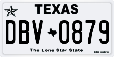 TX license plate DBV0879