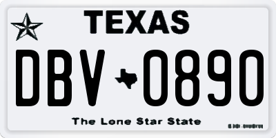 TX license plate DBV0890