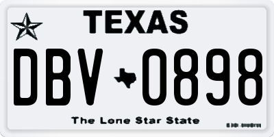 TX license plate DBV0898
