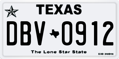 TX license plate DBV0912