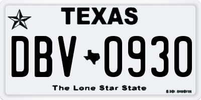 TX license plate DBV0930