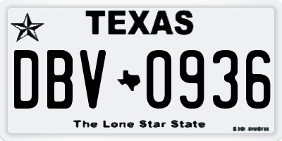 TX license plate DBV0936