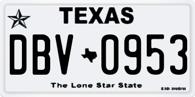 TX license plate DBV0953
