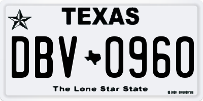TX license plate DBV0960