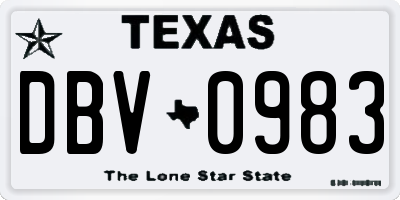 TX license plate DBV0983