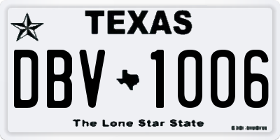 TX license plate DBV1006