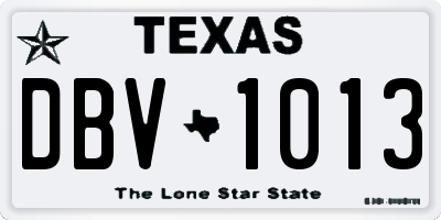 TX license plate DBV1013