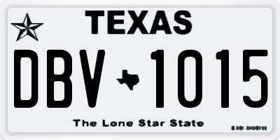 TX license plate DBV1015