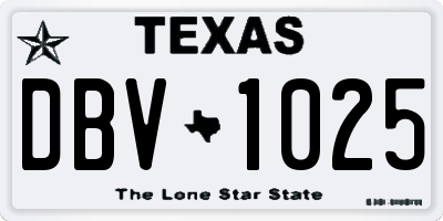 TX license plate DBV1025