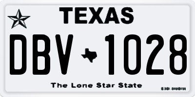 TX license plate DBV1028