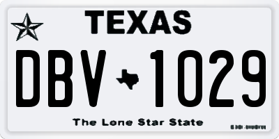 TX license plate DBV1029
