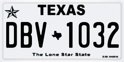 TX license plate DBV1032