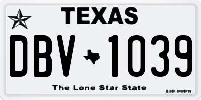 TX license plate DBV1039