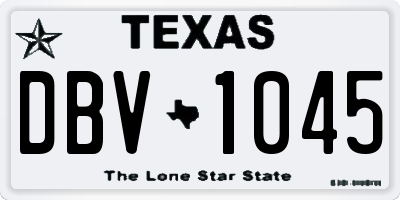 TX license plate DBV1045