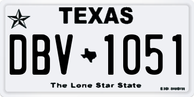 TX license plate DBV1051