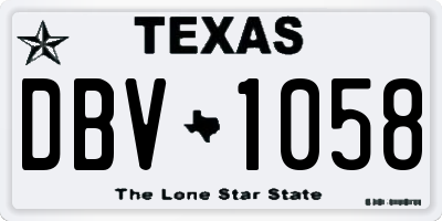 TX license plate DBV1058